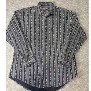 CHAPS Long Sleeve Button Up Shirt Paisley Print Heaveyweight Size L 100% Cotton